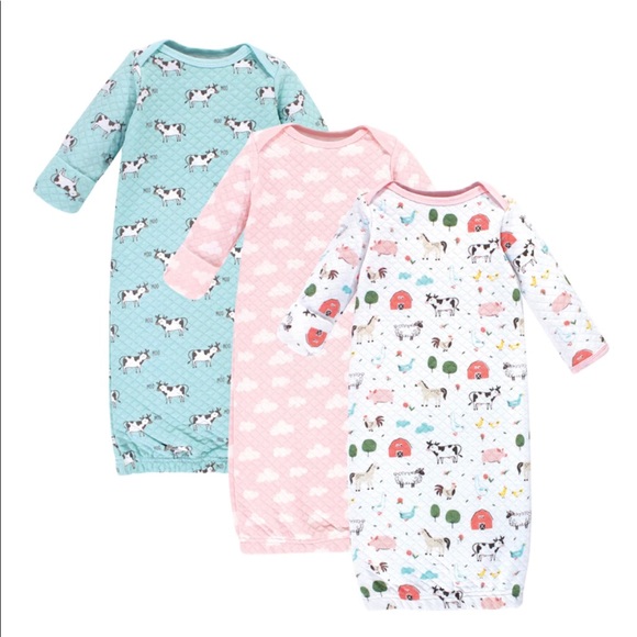 Quilted Cotton Gowns 3pk, Girl Farm Animals